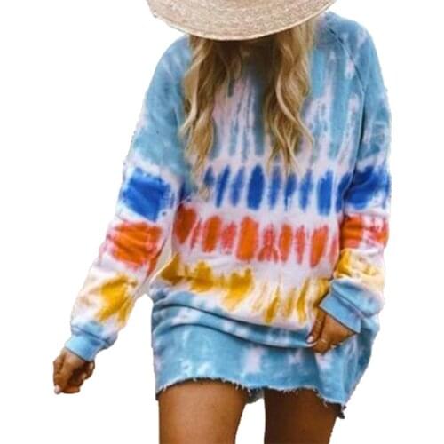 Women Shirt Dress Fashion Long Sleeve Clothes Dye Print Dresses Casual Party Clothes Ladies Clothes Loose Womens Dresses