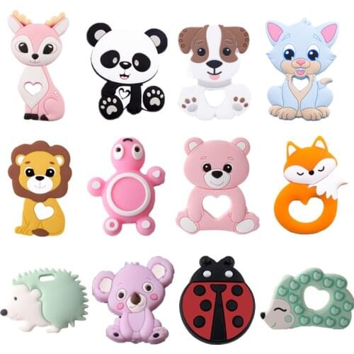 1pc Silicone Sika Deer Teether Beads Silicone Teething Pendant Silicone Christmas Nursing Gifts Silicone Rodents Baby Teether