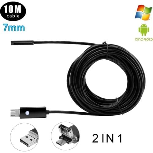 10M 7mm Endoscope Camera HD USB Android Endoscope Waterproof 6 LED Borescope Inspection Camera Endoscope for Android PC