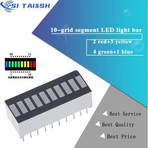 10 grid digital segment LED light bar super bright 2 red+3 yellow+4 green+1 blue light flat tube B10BRYGB
