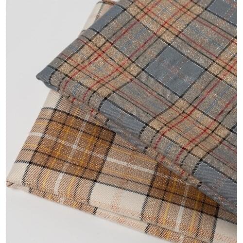 148cmx50cm polyester twill check cloth yarn dyed Scottish stretch plaid fabric for clothes garment bags JK Pleated skirt uniform