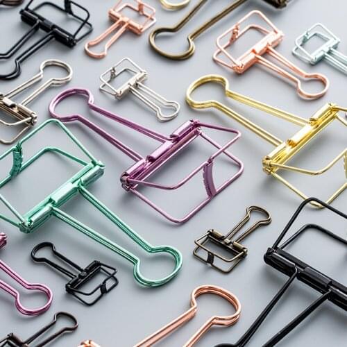 2Pcs 3 Sizes Colorful Paper Metal Clips Basic Binder Clips Stationery Decor Clips Office Study Binder Clips 8 Colors