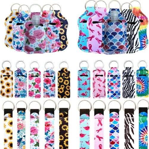 2021 Hand Sanitizer Keychain Holder Travel Bottle Refillable Containers 30ml Flip Cap Reusable Bottles with Keychain Carrier