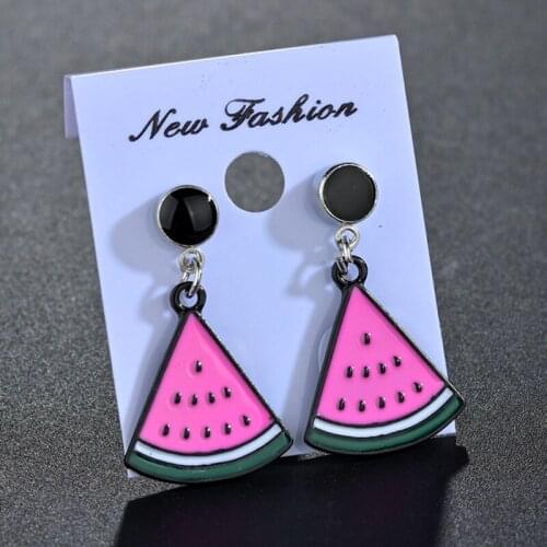 3 Colors in Enamel Fruit Watermelon Earrings For Women Punk Hippop Slice Banana Ear Stud Fashion Party Club Jewelry Gift