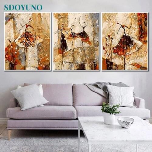 SDOYUNO 3Pcs 40x50cm Painting By Numbers For Kits DIY Figure Frameless Paint By Numbers On Canvas Dancer Handpainted Wall Art