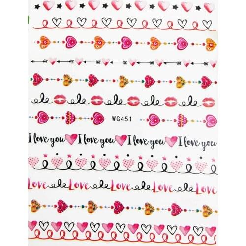 3D Nail stickers Sweet Love Heart Sexy Lips Love You Sliders for Nails Art Decoraciones Foil Design All for Manicure Accessories
