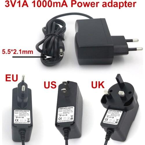 Free Shupping VORED 3V1A AC 100V-240V Converter Adapter Power Supply US/EU/UK Plug Universal Charger 5.52.1mm for Air Purifiers