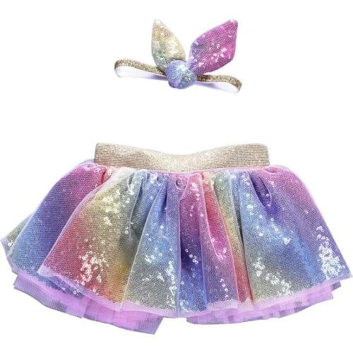 ARLONEET Todder Kids Girls Ballet TuTu Princess skirts girl Dance Bling Wear Costume Party Skirt sequined skirt +Headband J0607