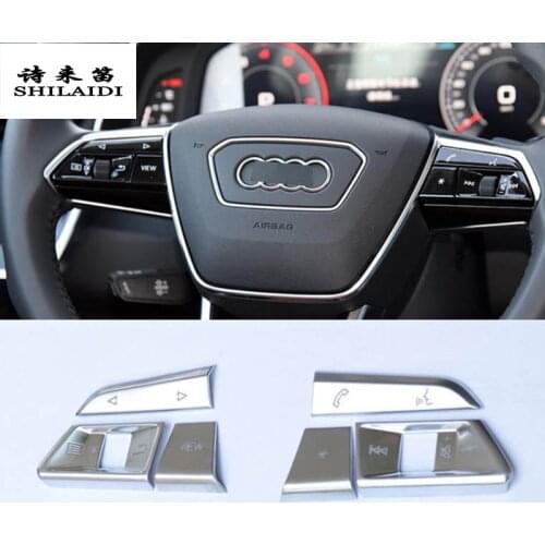 Car styling for Audi Q3 Q5 A1 A3 8V A4 B9 B8 A5 A7 A6 C8 2019 steering wheel buttons Trim decoration Covers stickers Accessories