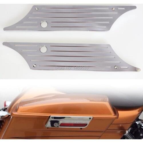 Free Shipping Chrome Edge Cut Billet Saddlebag Latch Cover Fit for Harley Touring Hard Bags 1993-2013