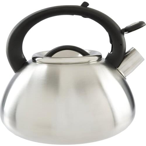 Whistling Kettle - Whistling Spout, Locking Spout Cover, and Stay-Cool Handle - Stainless Steel - 2.5 Quarts – Brushed Stainless
