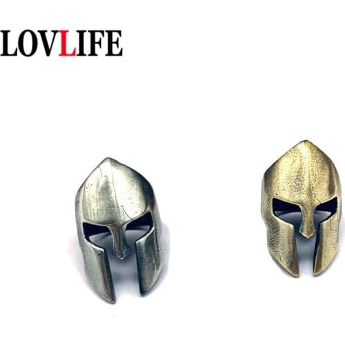 EDC Knife Bead Handmde Rope Pendants Retro Brass Spartan Warrior Helmet Umbrella Lanyard Hanging Jewelry DIY Keychain Accessory