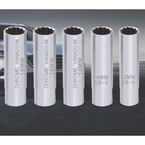 12/14/16MM Drive Spark Plug Socket 3/8 inch Drive Universal Wrench Tool Remove Wrench Thin Wall Magnetic Removal Tool