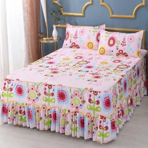 2021 Aloe cotton fabric with Lace Bed Sheet + 2pcs Pillow case Bedding Set Bedding 3 piece set soft / fashion plaid sheets