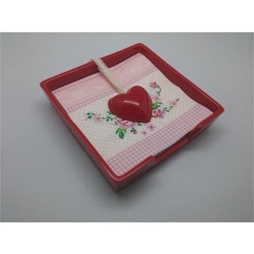 Queens Kitchen Napkin Holder Red Porcelain (29770)