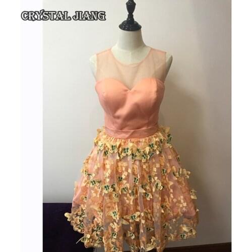 3D Butterfly Short Junior Bridesmaid Dresses