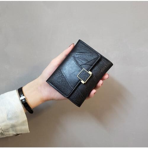 2021 New Small Short Wallet Womens Short Simple Fashion Splicing Folding Purse Ladies Change Pocket