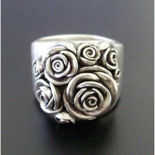 Milangirl Creative Classic Vintage 3D Stereo Rose Flower Rings for Women Fashion Wedding Party Anniversary Jewelry Gift