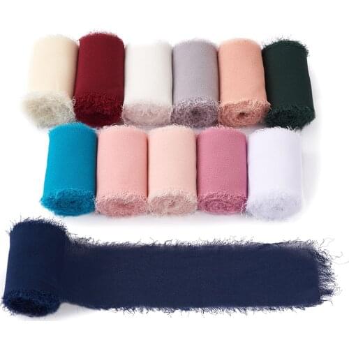 30m/set Polyester Ribbon Fringe Chiffon Silk-Like Ribbon Mixed Color for Wedding Invitations Bouquets Gift Wrapping