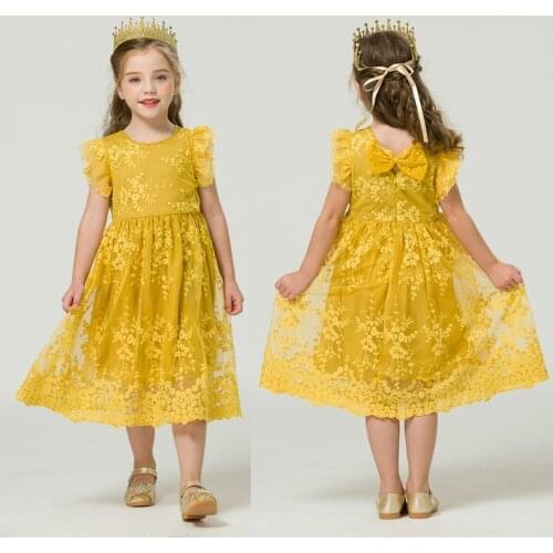 Girl Summer Dress Children Clothes Floral Dresses 3 4 5 6 7 8 years Girl Vestidos Enfant Yellow Casual Dress Kids School Wear