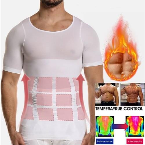Men Body Toning T-Shirt Body Shaper Corrective Shirt Slimming Belt Abdomen Fat Burning Corset Dropship