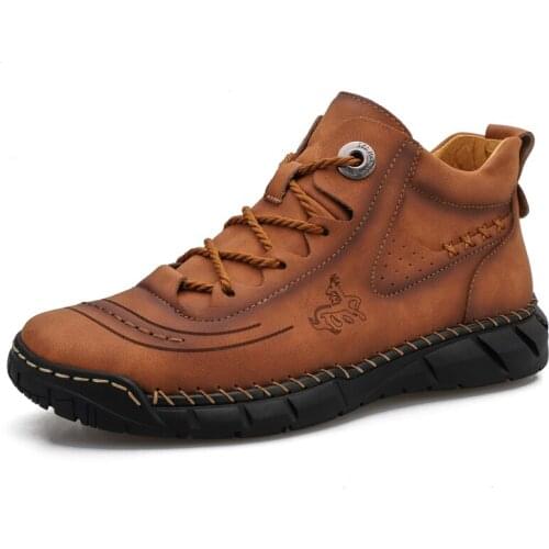 Men Autumn/Winter Boots Handmade Split Leather Fashion Outdoor Sneakers Non-slip Mens Boot Shoes Ankle Boots Plus Size 38-48