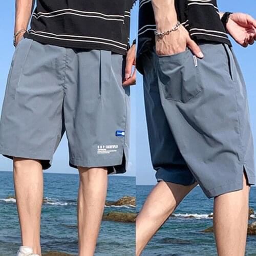 Men Shorts beach shorts summer breeches shorts casual pants Smooth Wide Leg Side Split Fitness Shorts Streetwear Sport Shorts