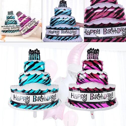New 2 Color Aluminum Foil Birthday Three Layer Cake Balloon Birthday Party Decoration
