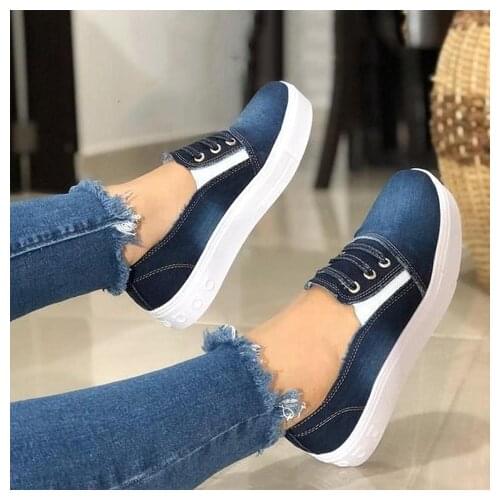 New Women Flat Shallow Loafers Canvas Shoes Fabric Female Casual Shoes Comfortable Breathable Ladies Sewing lace up shoes