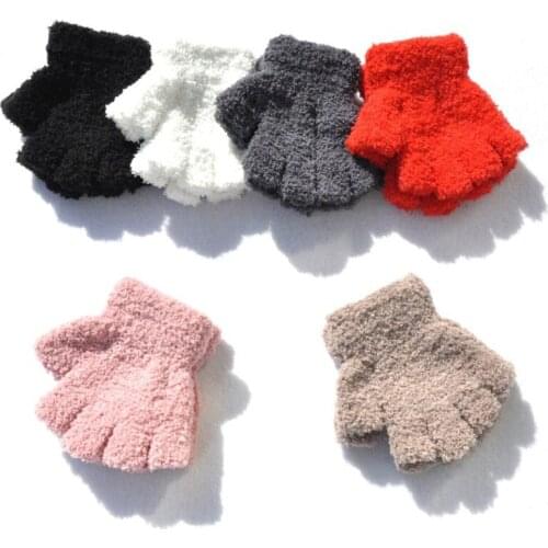 New childrens winter warm half finger gloves for 4-11 years old half finger gloves