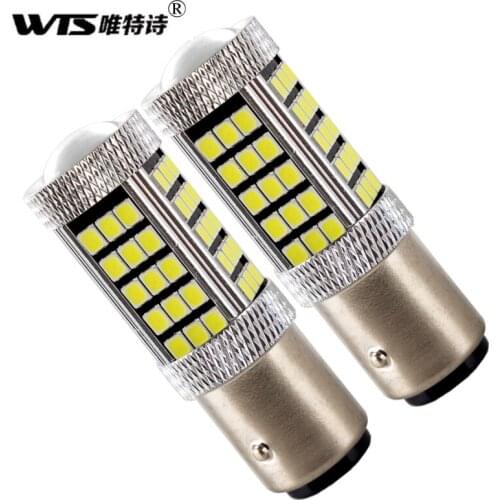 Wholesale 50pcs/lot 1157 BAY15D 66 SMD 2835 Lens LED Signal Brake light Car Styling White Red DC 12V led tail signal light