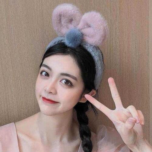 Simple and fashionable womens face wash hair band Fashion cute big bow headband cartoon plush hair band jewelry