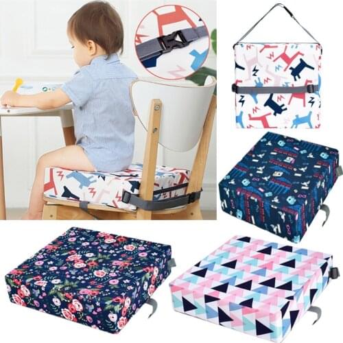 Adjustable Baby High Chair Booster Pad Portable Children Raised Chair Pad Thicken Sponge Seat Cushion For Kids Feeding Chair