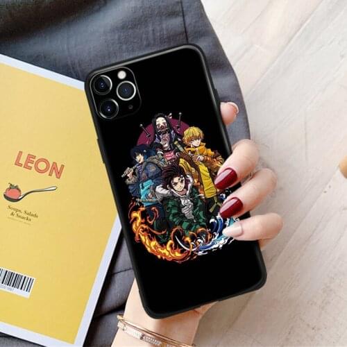 Anime Manga Demon Slayer aesthetic silicone Phone Case FOR iPhone Se 6 6s 7 8 Plus X Xr Xs 11 12 Mini Pro Max Glass Cover Shell