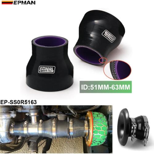 2"-2.48" 51mm-63mm Silicone Straight Reducer Hose Intercooler Silicon Turbo, Black For Golf MK6 2.0 EP-SS0R5163