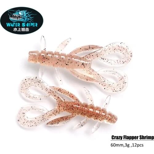 WATER SNIPER Bass Lure 60mm 3g Fishing Silicone Bait Jig Wobblers Soft Worm Craws Shrimp Lure