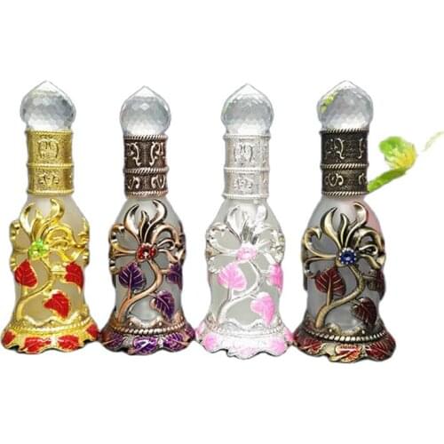 20ml Glass Dropper Bottle Luxurious Perfume Bottle Cosmetic Embroidery Coloring Bottle Arabic Style Empty Vial 4PCS/Lot
