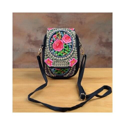 New Women Ethnic Embroidery bag!Vintage Floral Embroidered canvas cover Small shoulder bags Hmong Handmade Multicolor coin bags