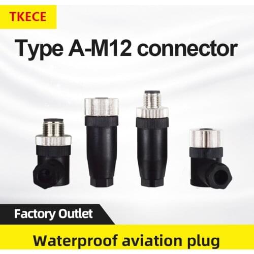 TKECE A-type M12 Aviation Plug Waterproof Connector 4-pin 5 Pin 8 Pin Pair Plug-in Sensor Connector