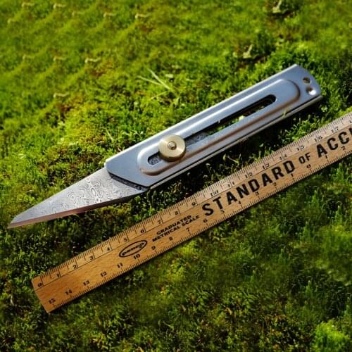 Damascus Utility Knife EDC Outdoor Camping Knife Handmade Carved Knife