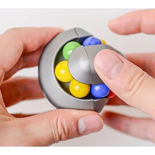 Rotating Magic Bean Fingertip Cube Gyro Adults Stress Relief Spin Bead Puzzle Children Education Game Marble Track Cube Top
