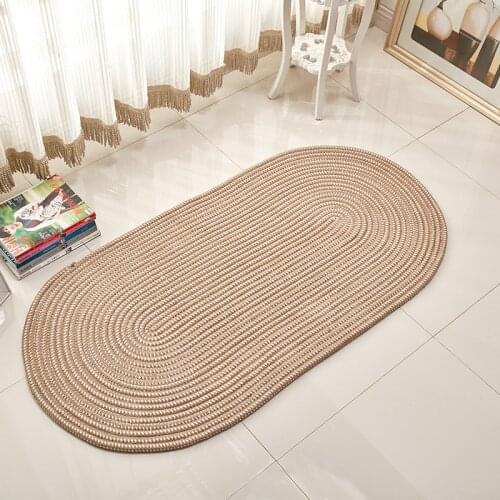 Handmade Knit Oval Carpets Bedroom Bedside Hallway Rugs Kitchen Runner Rug Carpets Living Room Floor Door Mat Solid Color