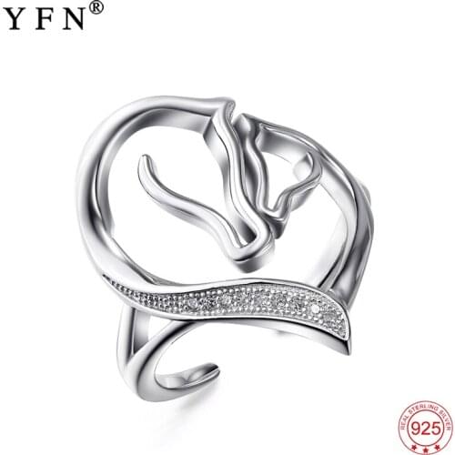 YFN 925 Sterling Silver Mom&Baby Antlers Rings Cubic Zircon Ring Adjustable Women Jewelry Silver Openable Ring Mothers Day Gift