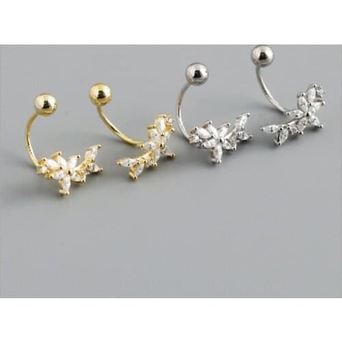 Newest Fashion Female 925 Sterling Silver Ear Buckle Crystal Zirconia Earrings For Woman Jewelry