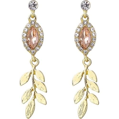 2020 Women New Earrings Boho Style Crystal Leaf Leaves Earring Female Long Drop Earrings Ladies Fashion Jewelry