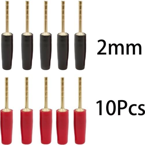 10Pcs 2mm Banana Plug Terminals Gold-Plated Copper Wiring Pin Plug Connector Small Banana Plug Adapter Hi-fi Speaker