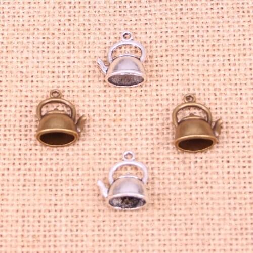 10pcs Teapot Kettle Charms Metal Pendants for Bracelet and Necklace Jewelry DIY Handmade 20*17*10mm