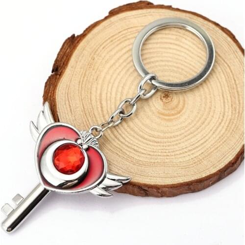 12pcs/lot Sailor Moon keychain Angel wings Heart Red sailormoon cosplay key chain Ring for Girls jewelry accessories
