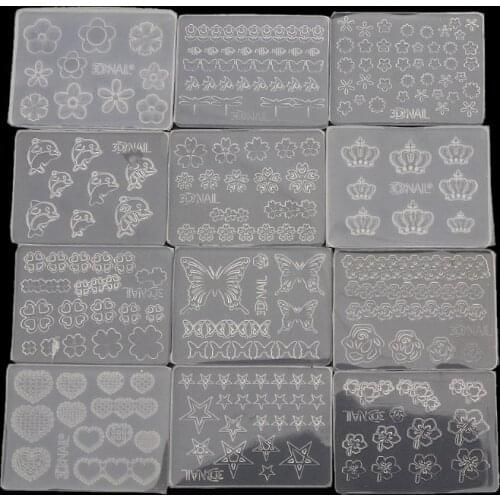 12Pcs Mini Nail Art Silicone Mold Leaves Flower Animals Template Epoxy Resin Molds Kit