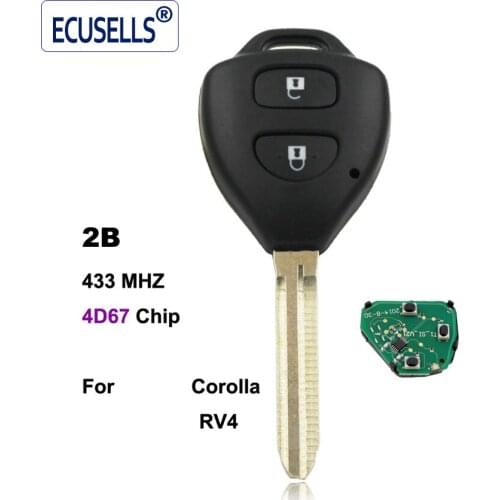 2 Buttons Remote Key fob 433MHz with 4D67 Chip Inside for Toyota RAV4 Corolla Europe 2006-2010